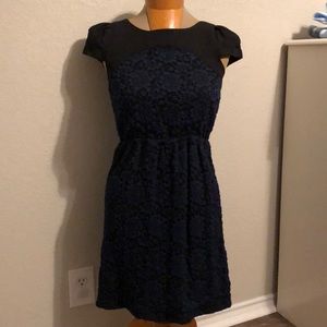 Chelsea & Violet black & dark blue floral dress. Size XS.